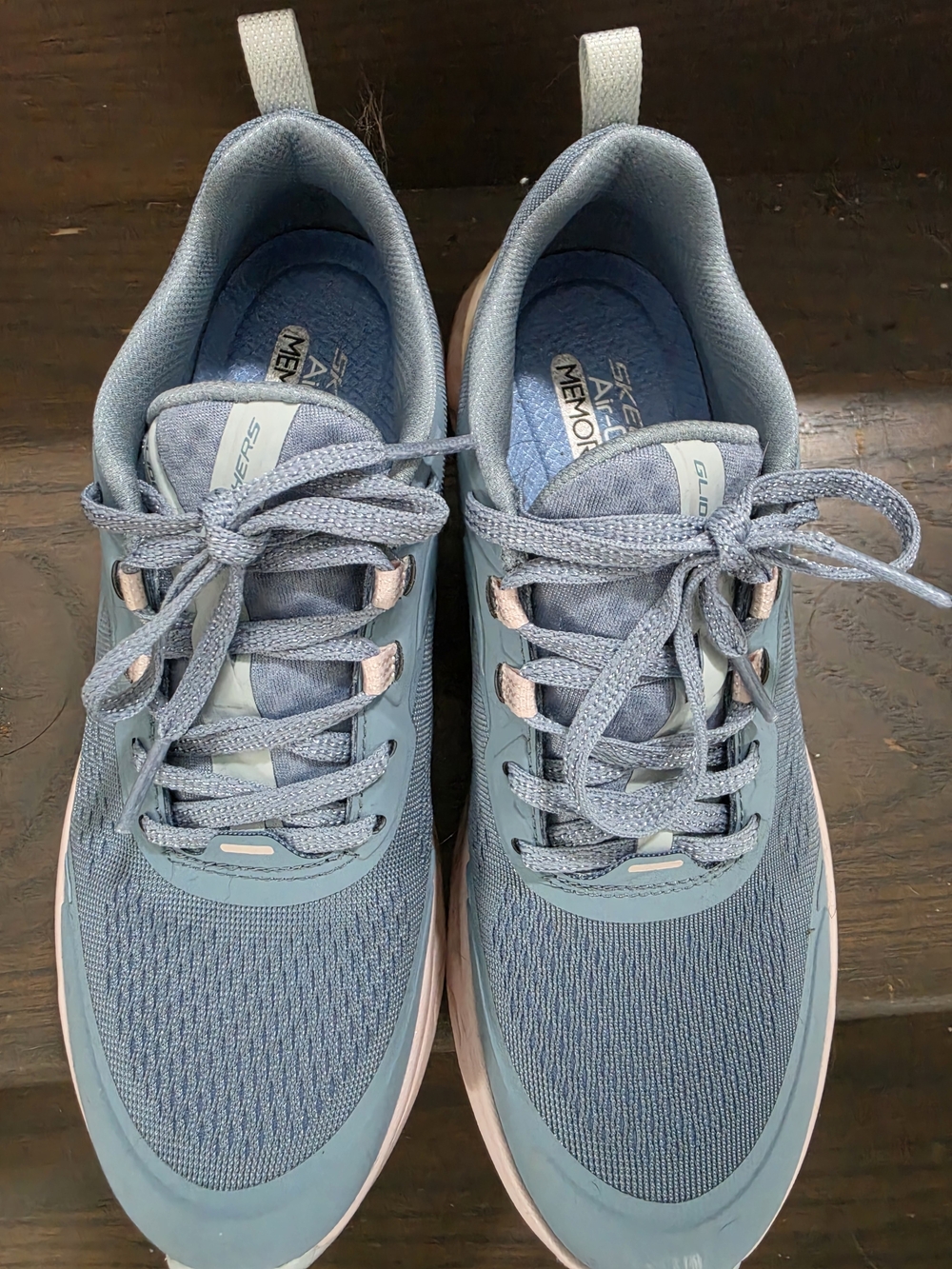 Worn Once Skechers Women's Light Blue and Pink Memory Foam Athletic Sneakers 7